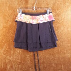 BECCA Womens Swimwear Medium Brown Skirt Belted Coverup Tiered Swim Cover Up